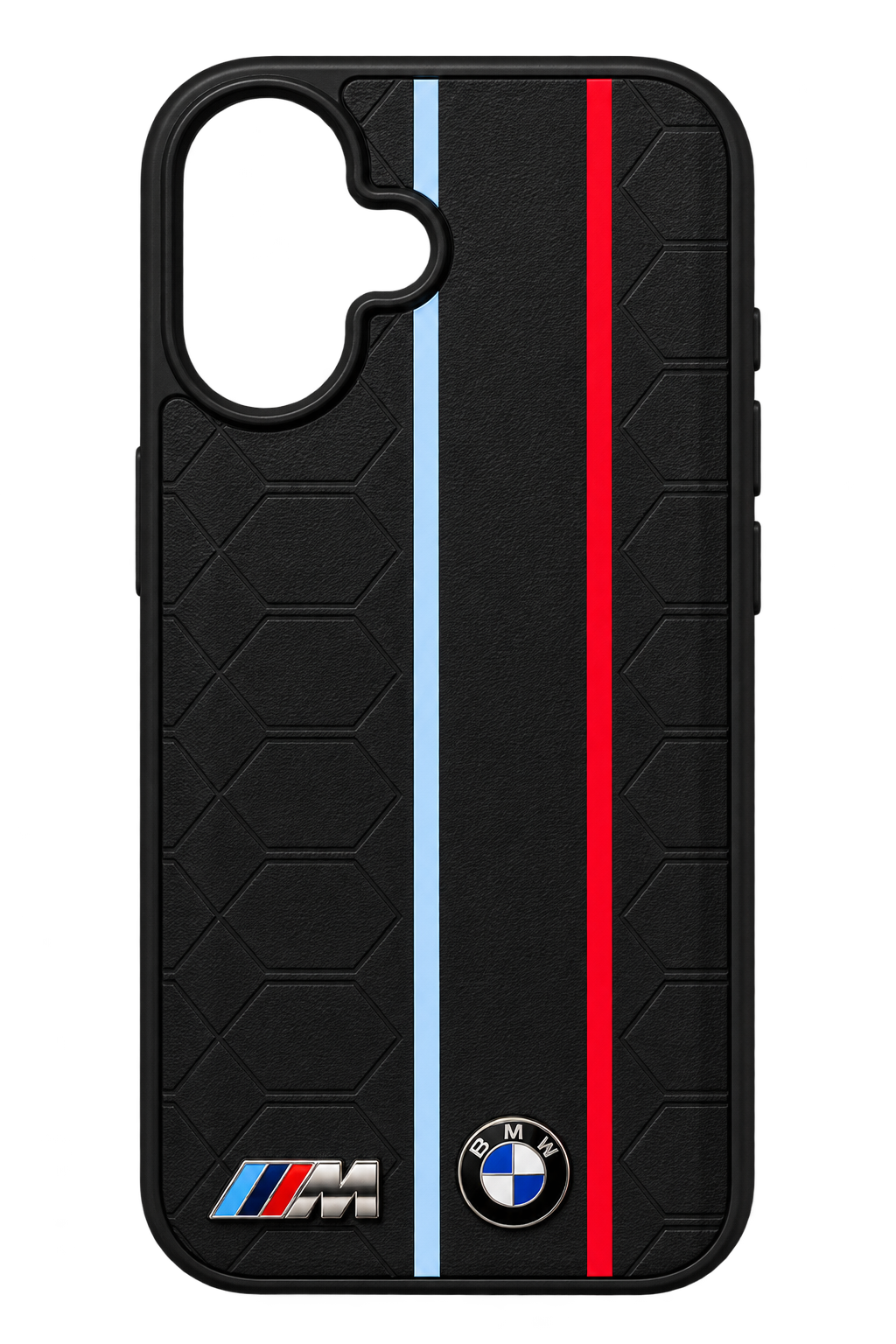 iPhone 16 Motorsport Şeritli Siyah Kılıf - Siyah