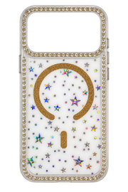 iPhone 17 Pro Max Kristal Yıldızlı MagSafe Uyumlu Kılıf - Şeffaf Altın