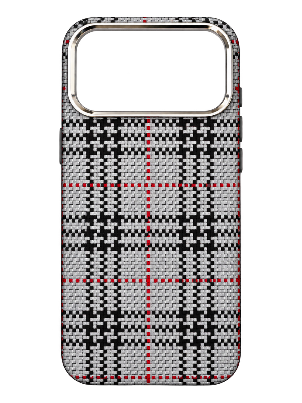 iPhone 17 Pro Max Ekose Kazayağı Desenli Kılıf - Gri