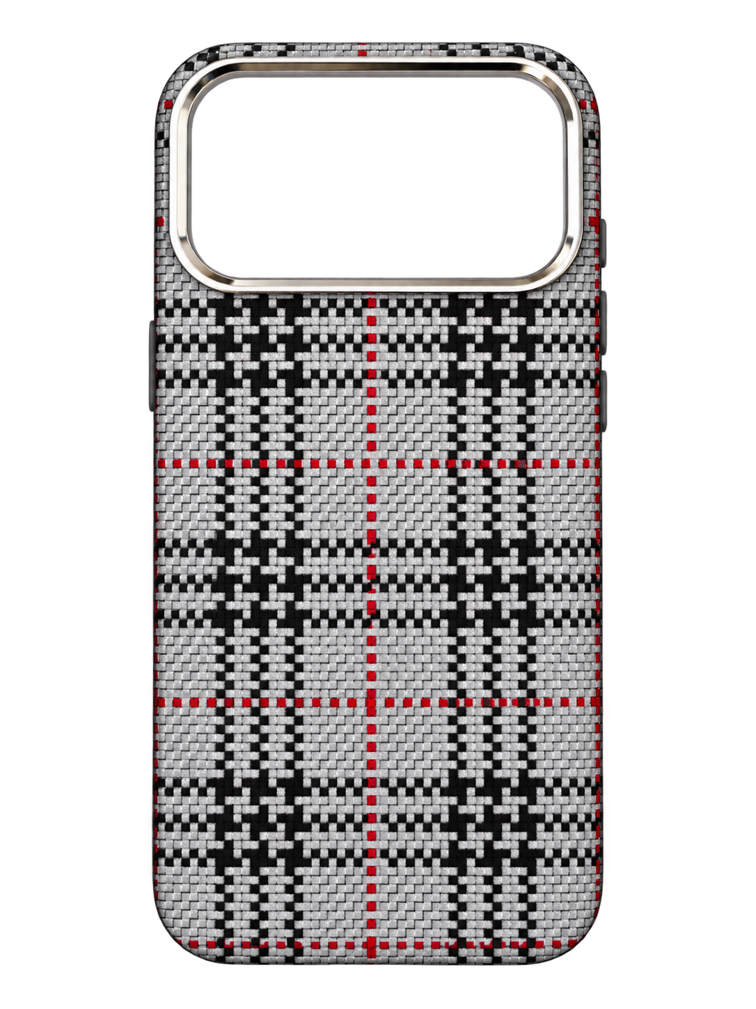 iPhone 17 Pro Max Ekose Kazayağı Desenli Kılıf - Gri