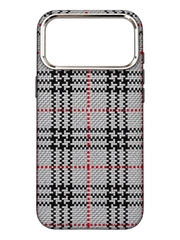 iPhone 17 Pro Max Ekose Kazayağı Desenli Kılıf - Gri