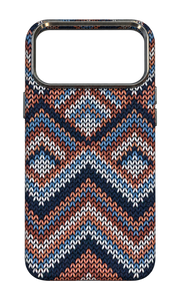 iPhone 17 Pro Max Zigzag Dokuma Desenli Kılıf - Mavi Kırmızı