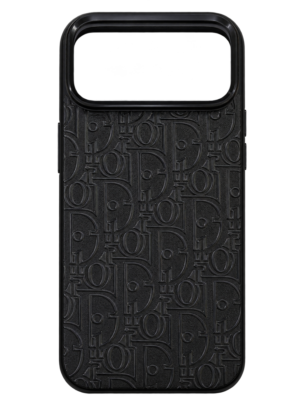 iPhone 17 Pro Max Kabartma Monogram Desenli Kılıf - Siyah