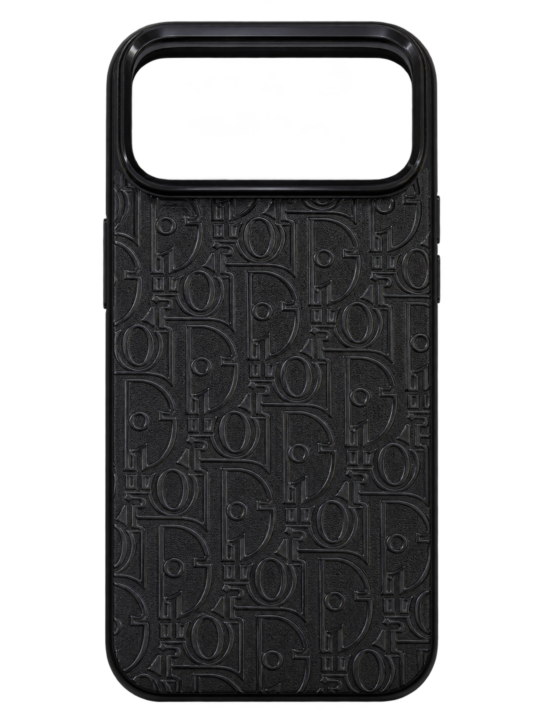 iPhone 17 Pro Max Kabartma Monogram Desenli Kılıf - Siyah