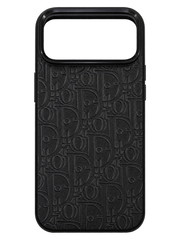 iPhone 17 Pro Max Kabartma Monogram Desenli Kılıf - Siyah