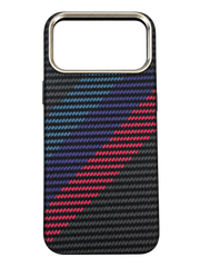 iPhone 17 Pro Max Karbon Renk Şeritli Kılıf - Siyah