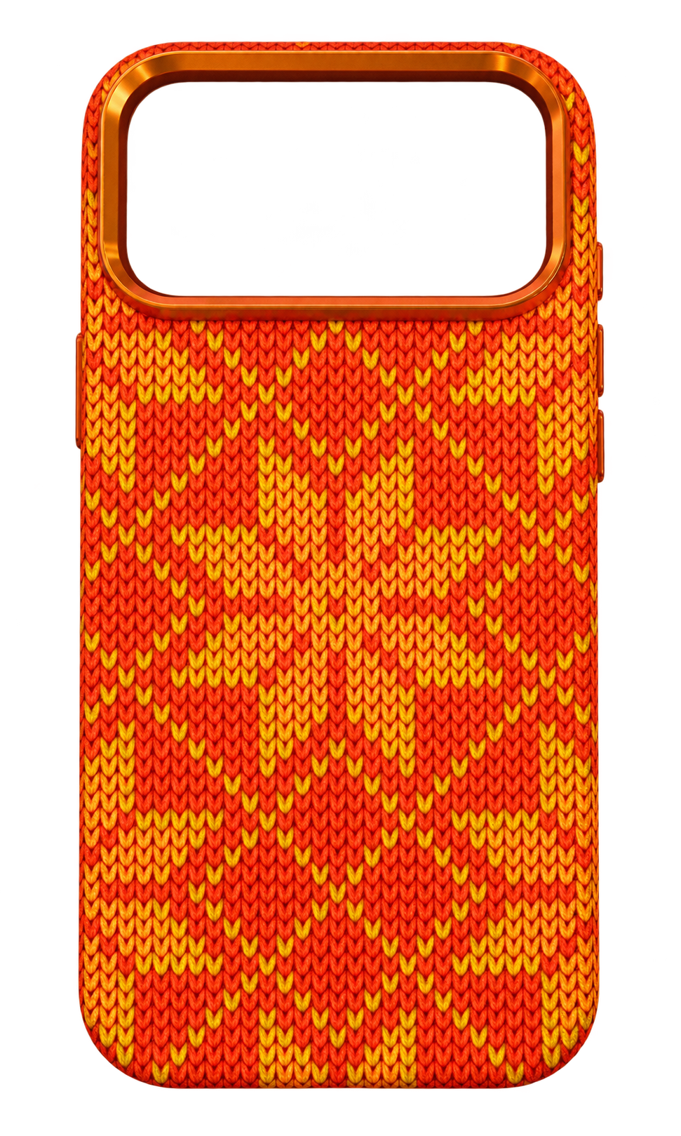 iPhone 17 Pro Max Örgülü Kar Desenli Kılıf - Turuncu