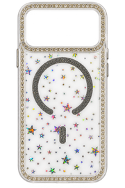 iPhone 17 Pro Max Kristal Yıldızlı MagSafe Uyumlu Kılıf - Şeffaf Siyah