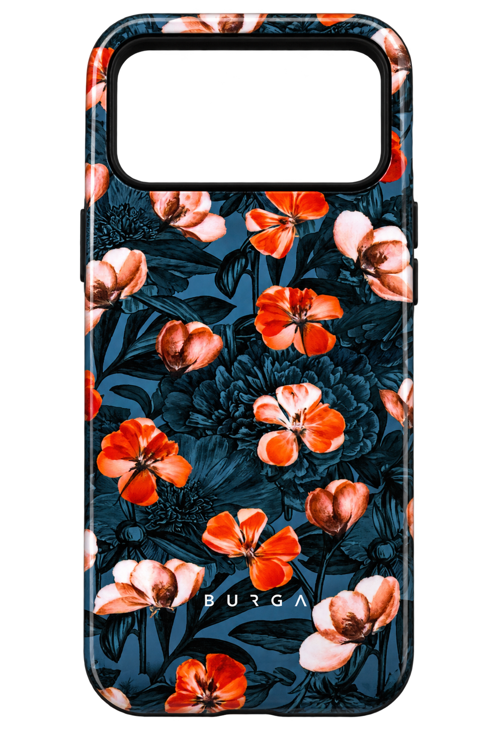 iPhone 17 Pro Max Çiçek Desenli Kılıf - Siyah Çiçekli