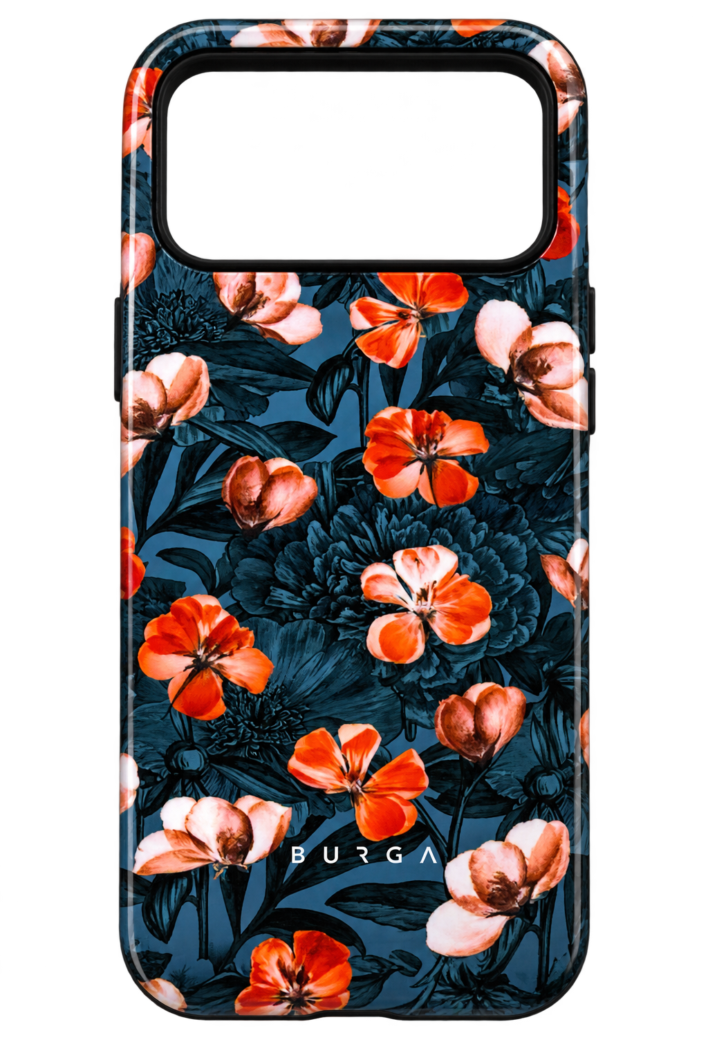 iPhone 17 Pro Max Çiçek Desenli Kılıf - Siyah Çiçekli