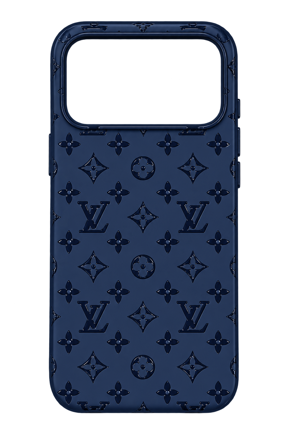 iPhone 17 Pro Max Ton Monogram Desenli Kılıf - Lacivert