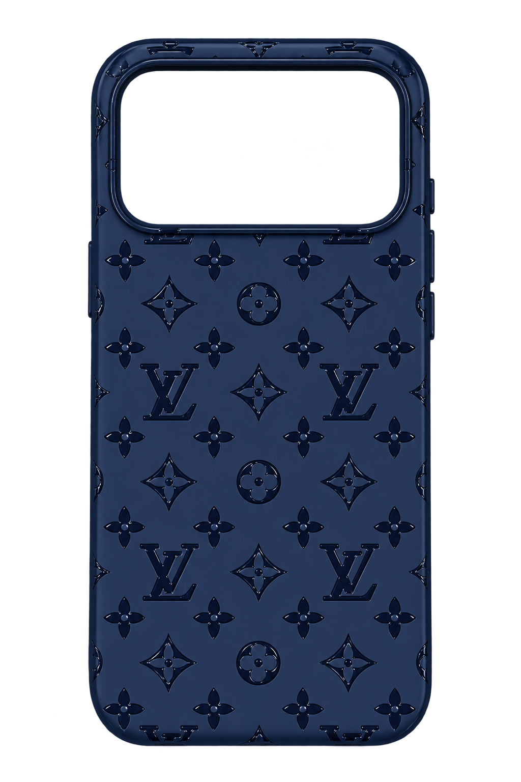 iPhone 17 Pro Max Ton Monogram Desenli Kılıf - Lacivert