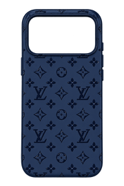 iPhone 17 Pro Max Ton Monogram Desenli Kılıf - Lacivert