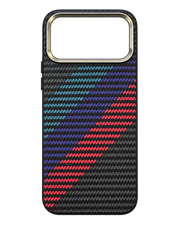 iPhone 17 Pro Max Karbon Renk Şeritli Kılıf - Siyah Kırmızı