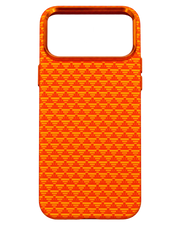 iPhone 17 Pro Max Örgülü Üçgen Desenli Kılıf - Turuncu