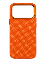 iPhone 17 Pro Max Geometrik Dokulu Kılıf - Neon Turuncu