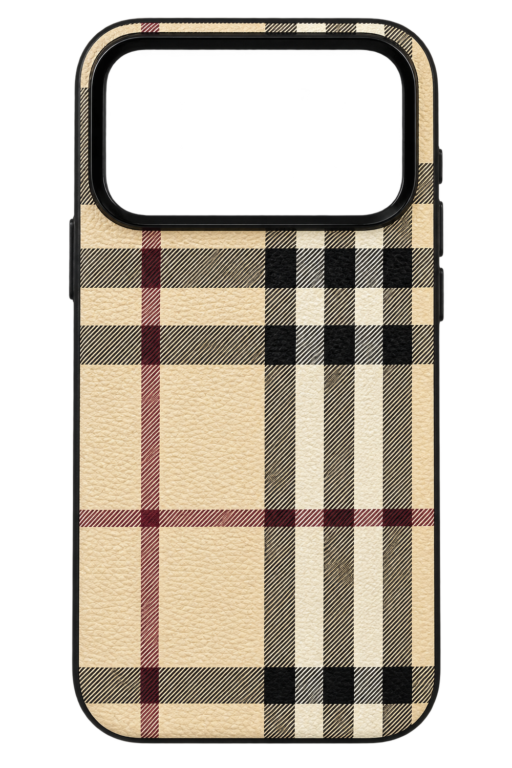 iPhone 17 Pro Max Bej Ekose Desenli Kılıf - Bej