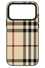 iPhone 17 Pro Max Bej Ekose Desenli Kılıf - Bej