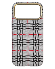iPhone 17 Pro Max Ekose Kazayağı Desenli Kılıf - Beyaz Gri