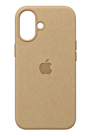 iPhone 16 Dokulu Logo Tasarım Kılıf - Bej