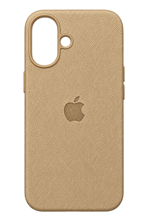 iPhone 16 Dokulu Logo Tasarım Kılıf - Bej