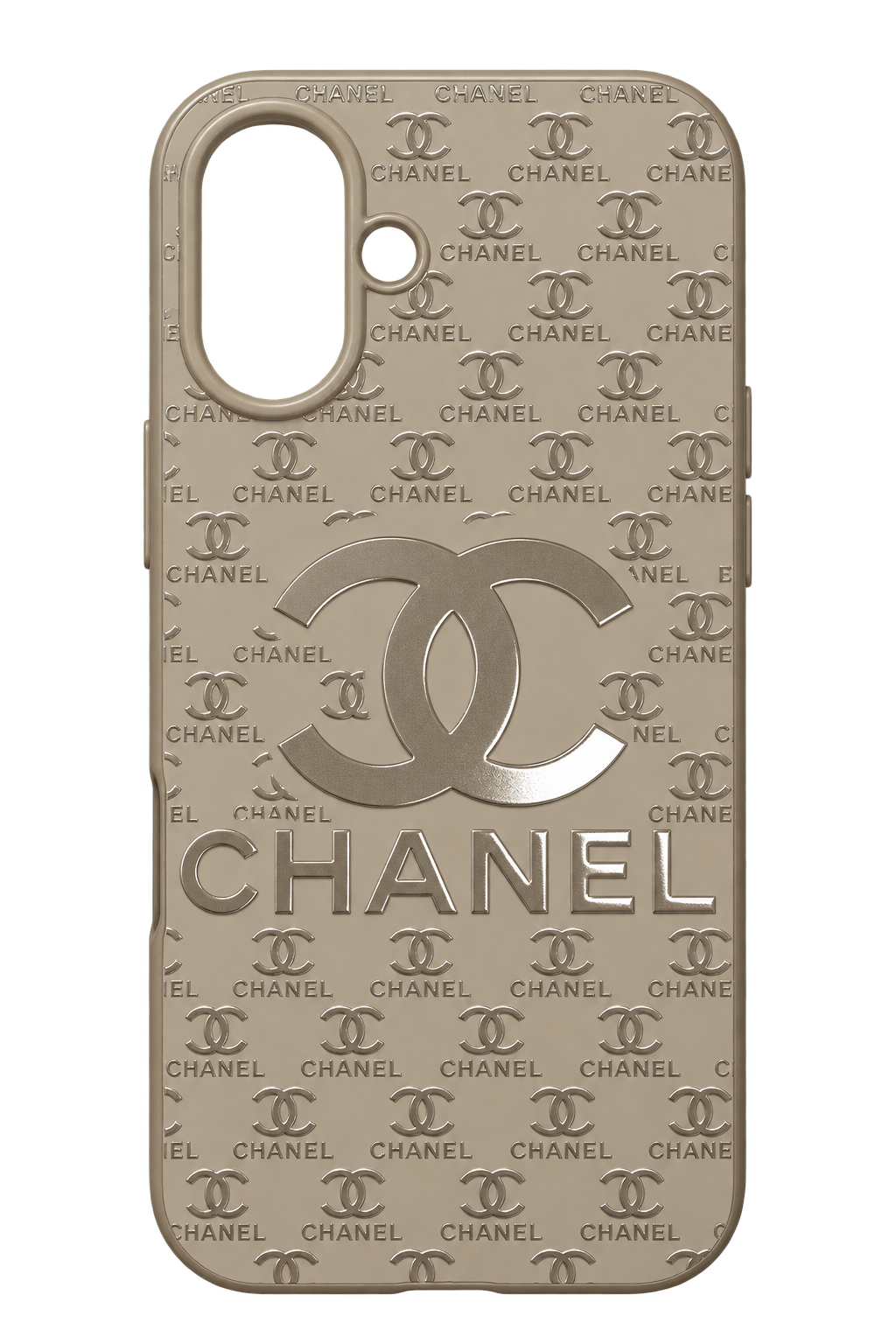 iPhone 16 Monogram Desenli Bej Kılıf - Bej