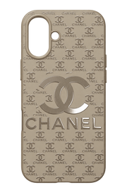 iPhone 16 Monogram Desenli Bej Kılıf - Bej