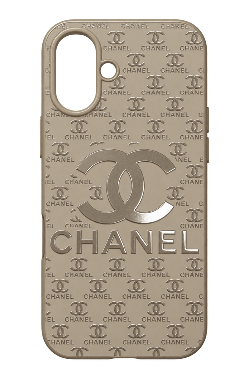 iPhone 16 Monogram Desenli Bej Kılıf - Bej