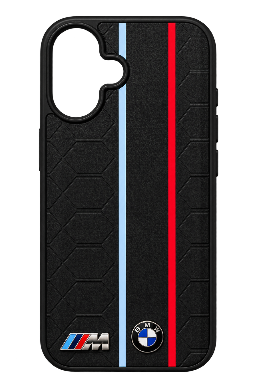 iPhone 16 Motorsport Şeritli Siyah Kılıf - Siyah